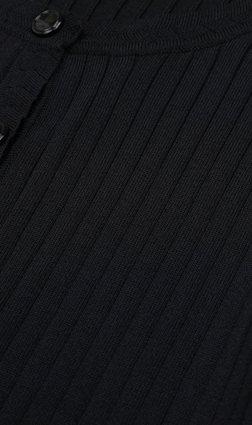 Jackie Black Ribbed Knit Maxi Dress & Cardigan Set - Effortless 2-Piece Style