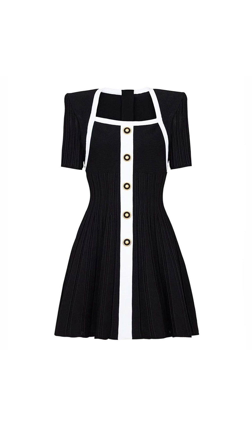 Gudrun Black Square Neck Knit Mini Dress