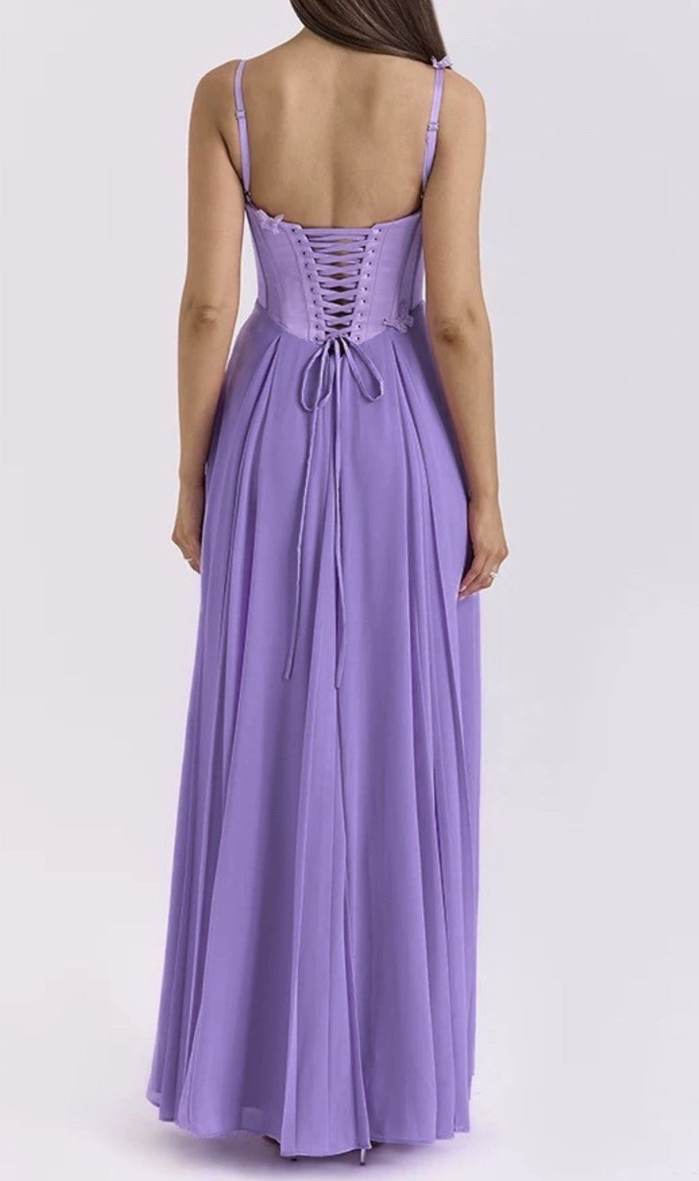 Glain Strappy Corset Mesh Maxi Dress