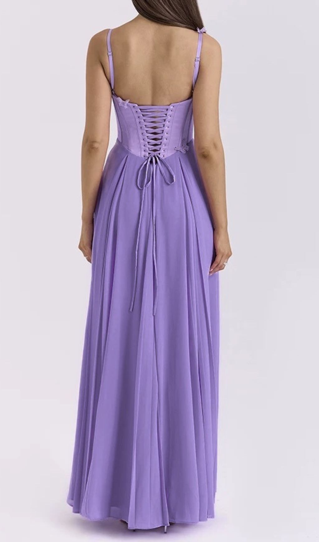 Glain Strappy Corset Mesh Maxi Dress