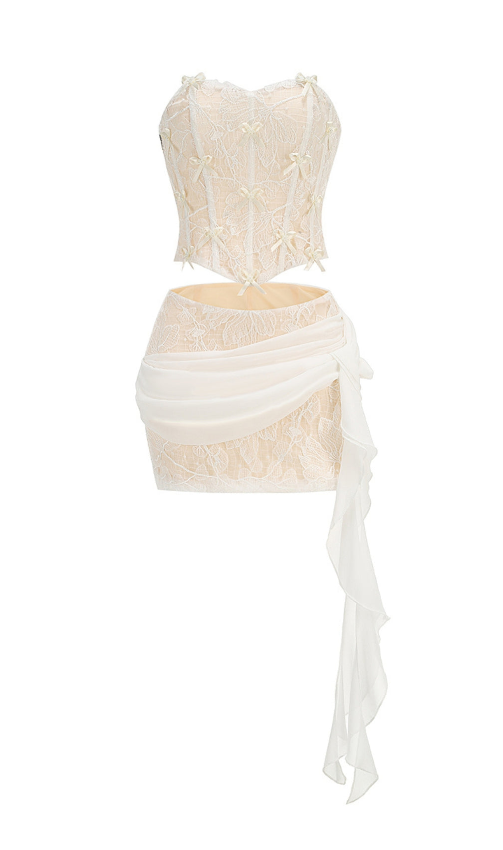 Cadence White Corset Lace Two-Piece Set