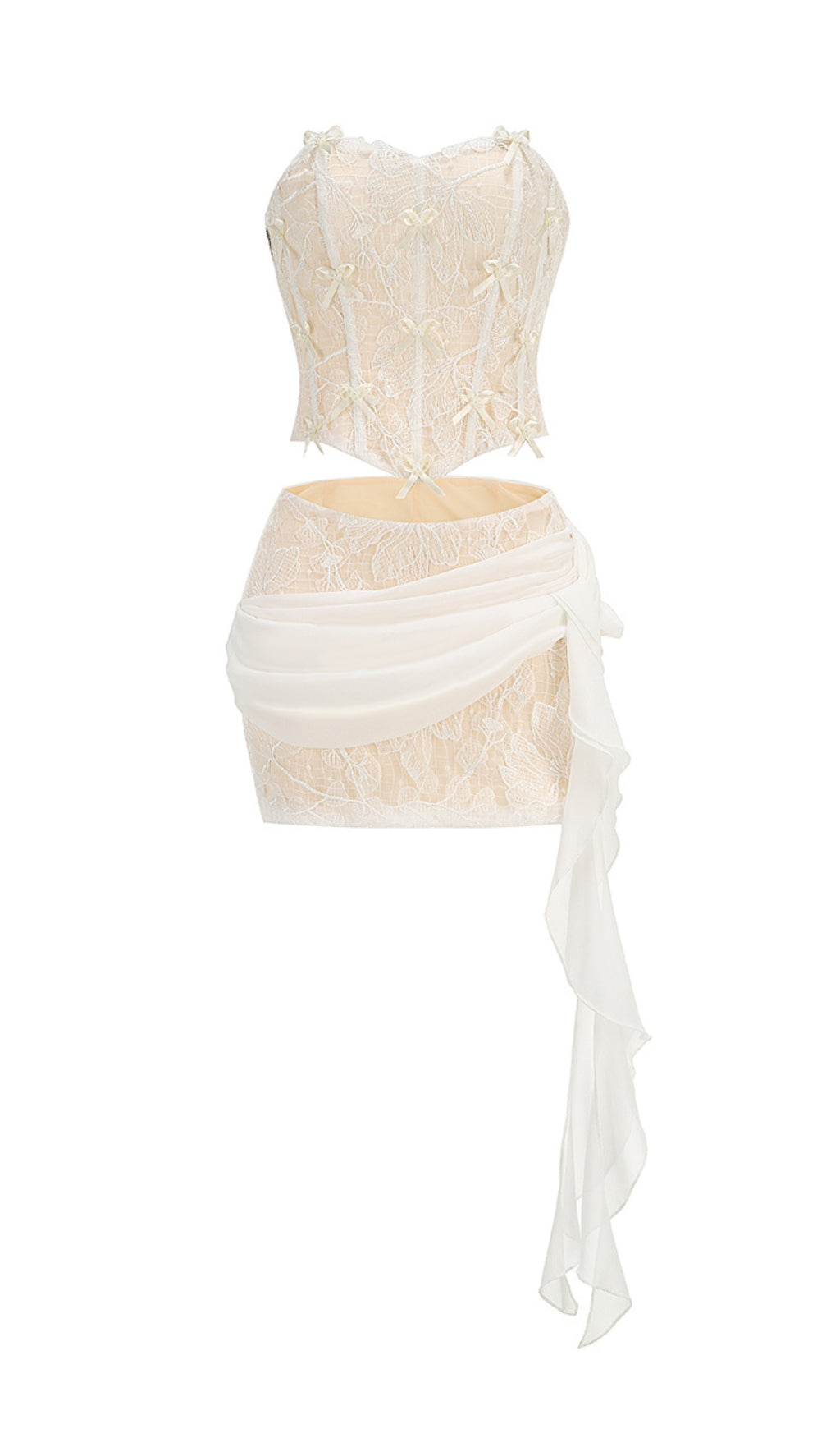 Cadence White Corset Lace Two-Piece Set