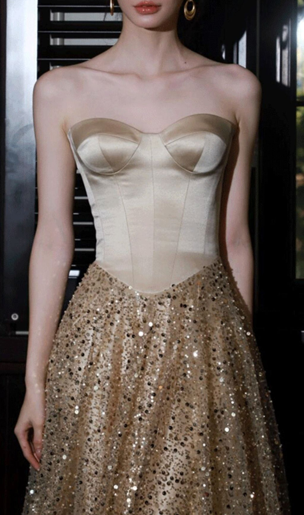 Kristi Gold Strapless Sequin Maxi Dress