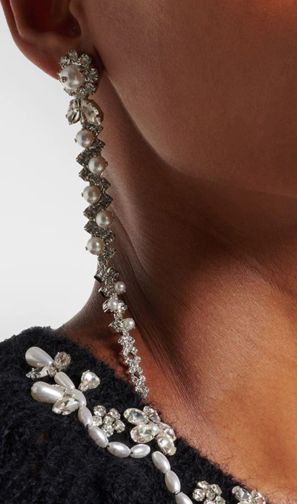 Kaimana Dazzling Diamante & Pearl Chandelier Statement Earrings