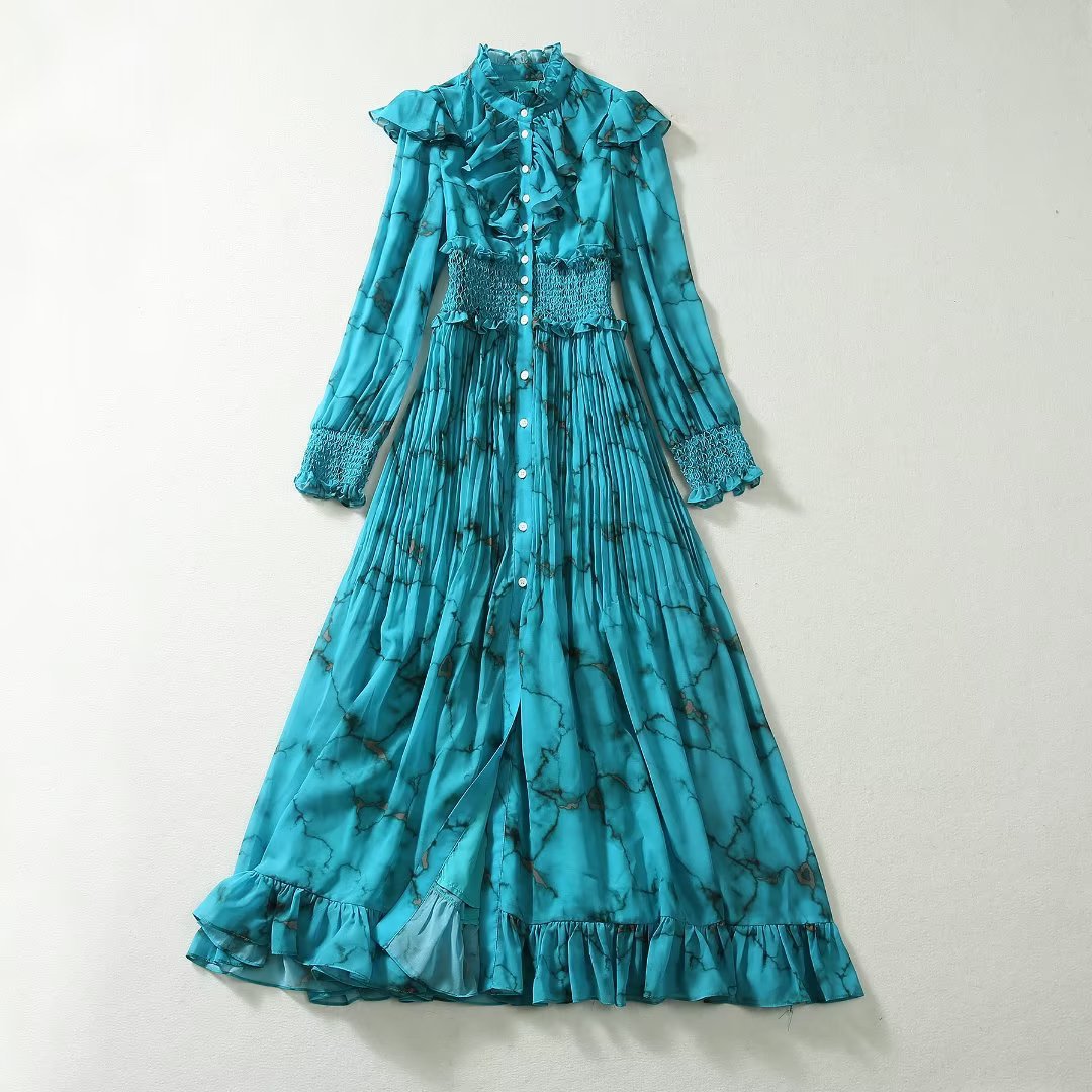 Angie Teal Ruffles Maxi Dress