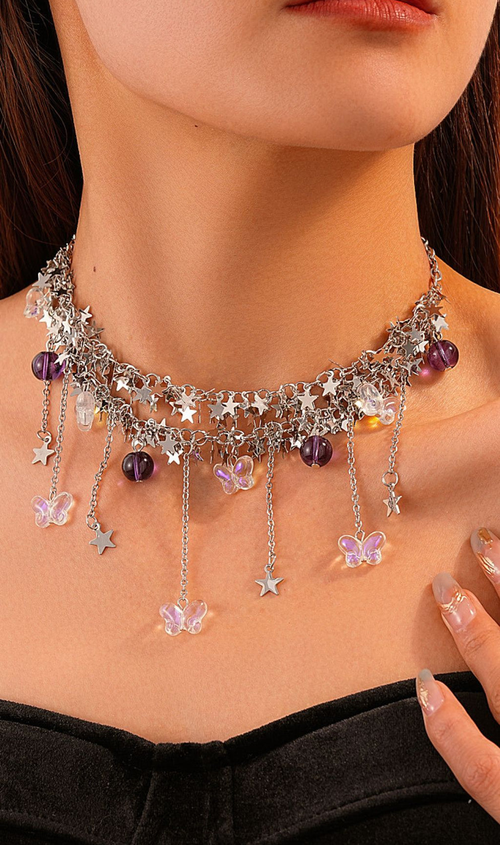 Jory Celestial Star & Butterfly Layered Choker Necklace for Women