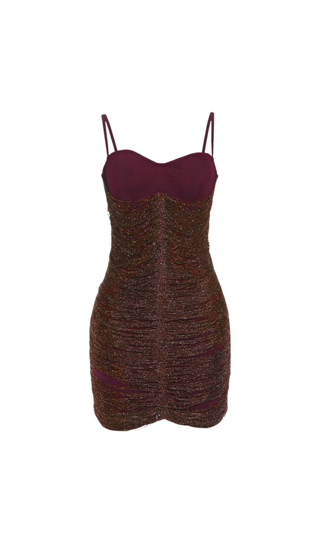 Cemach Sparkling Burgundy Glitter Fringe Mini Dress - Glamorous Spaghetti Strap Party Dress