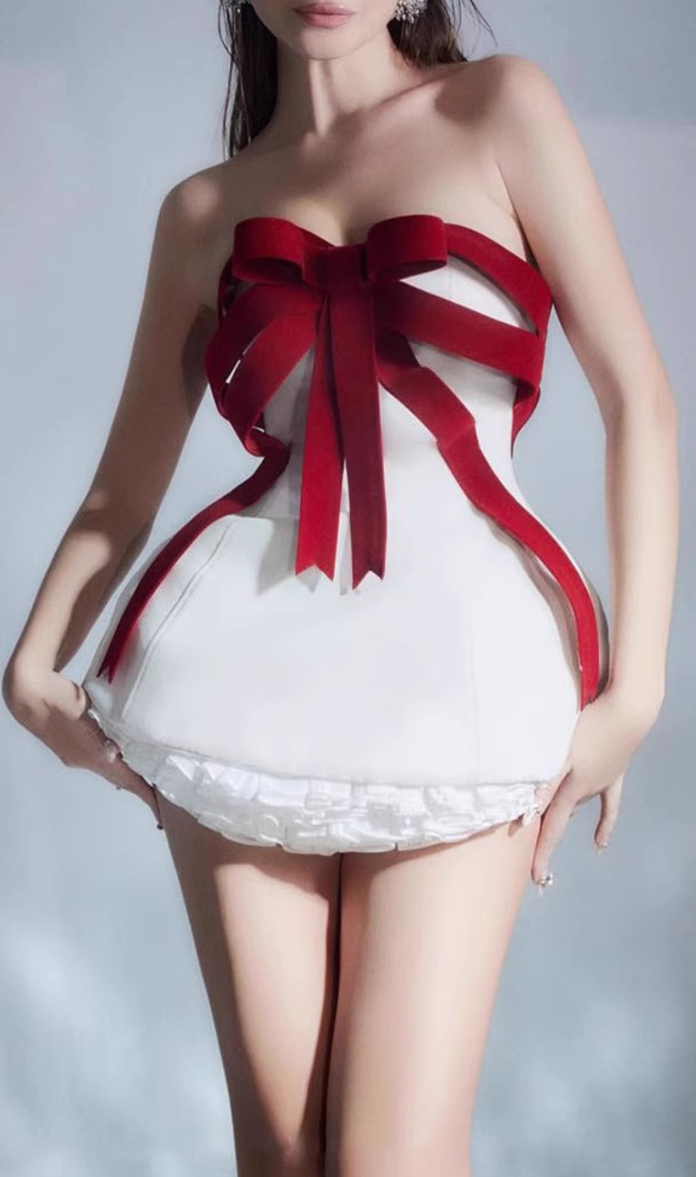 Elisabeth Strapless Bow Mini Dress