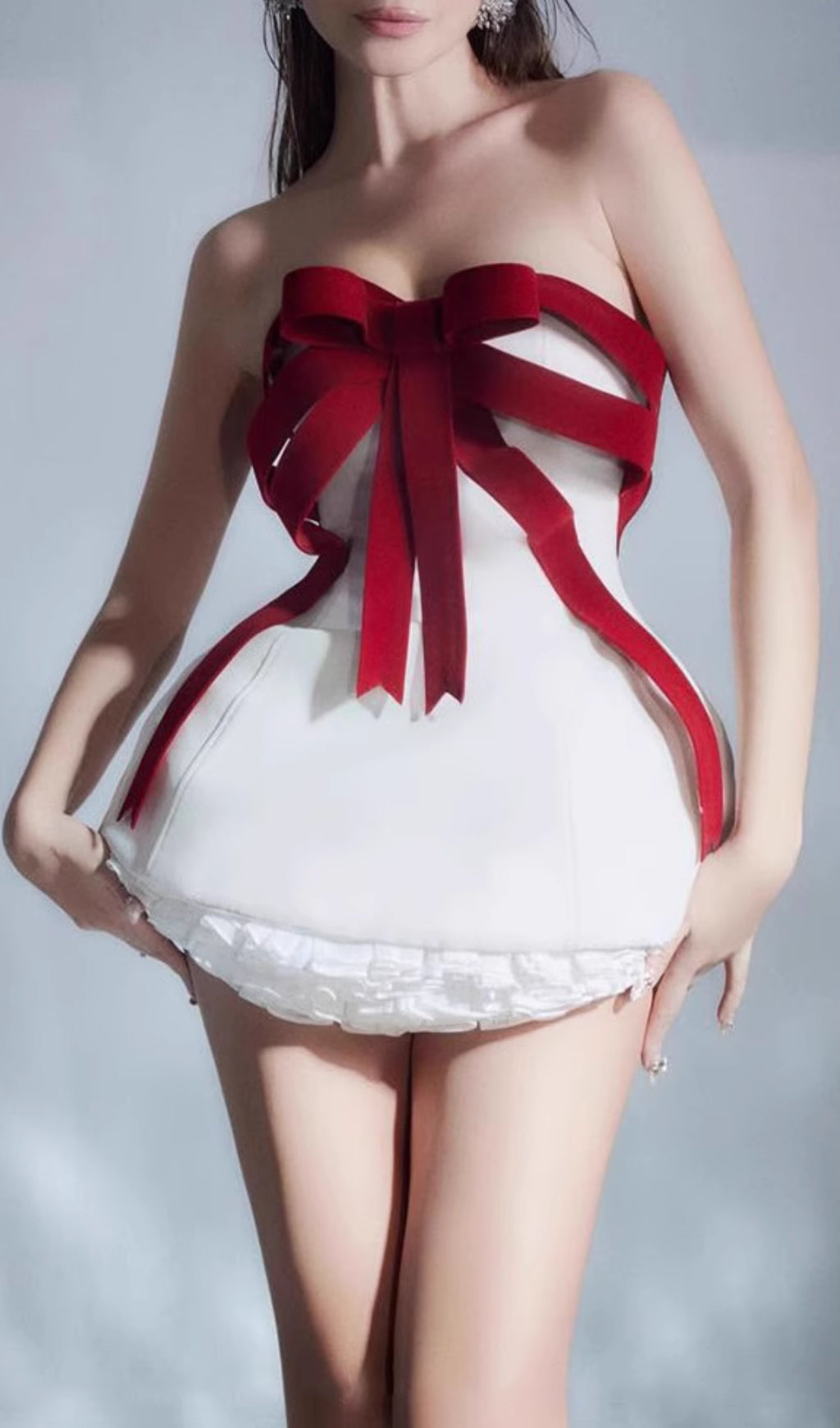 Elisabeth Strapless Bow Mini Dress