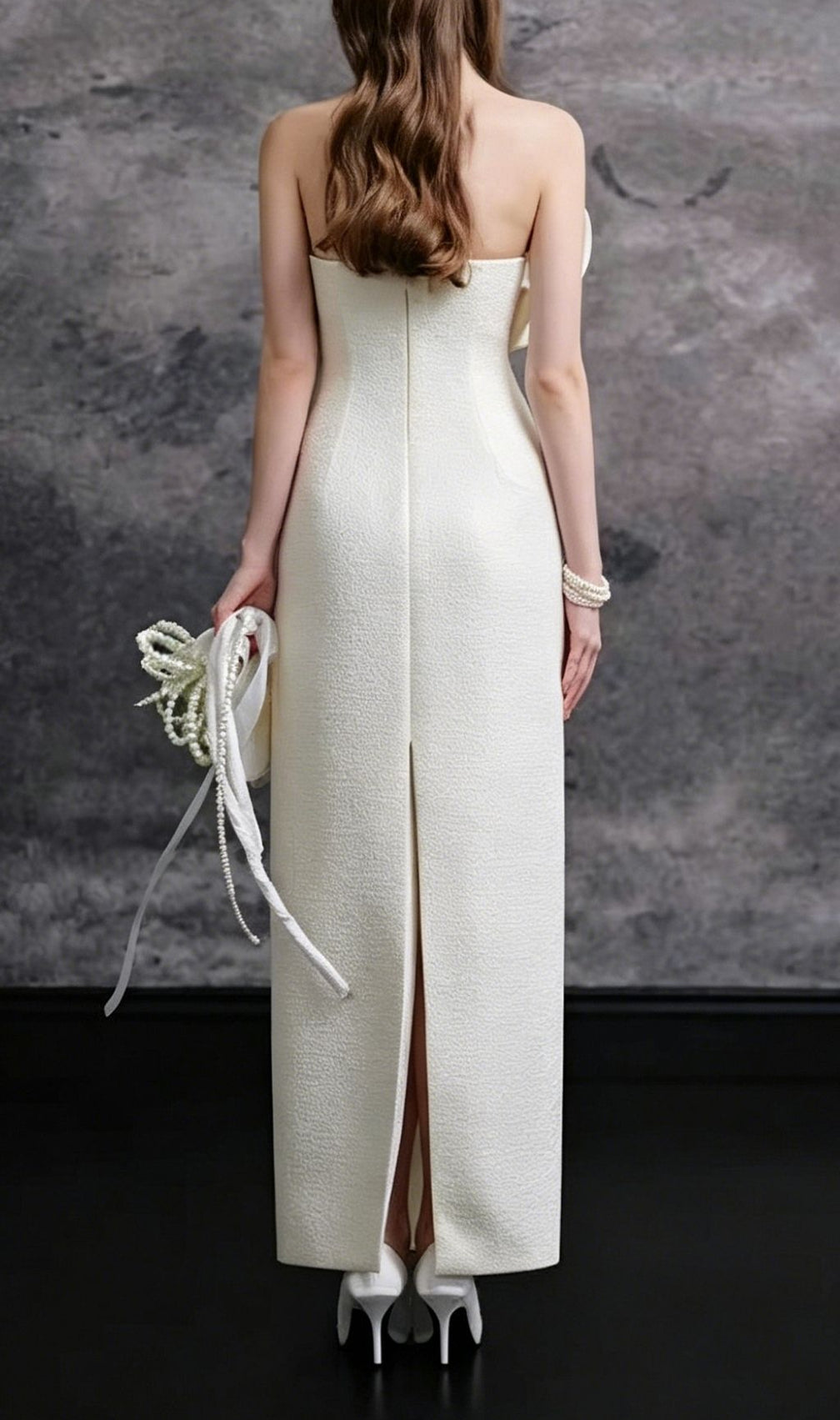 Kinzie Apricot Strapless Flower Maxi Dress