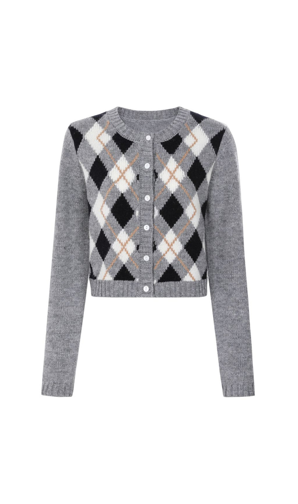Jeffery Women's Cropped Argyle Knit Cardigan - Timeless Chic & Cozy