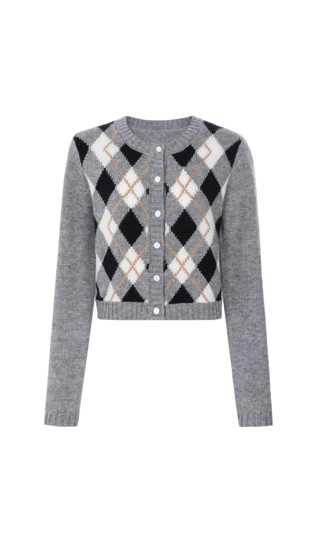 Jeffery Women's Cropped Argyle Knit Cardigan - Timeless Chic & Cozy