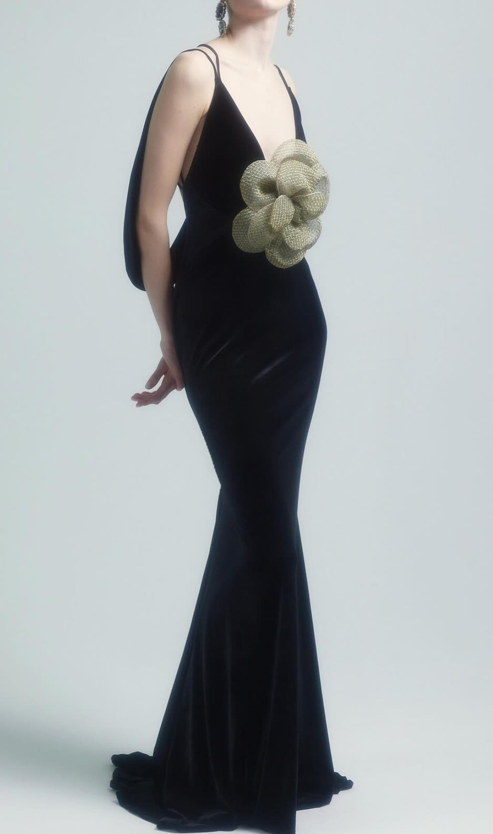 Bena Black Flower Maxi Backless Dress