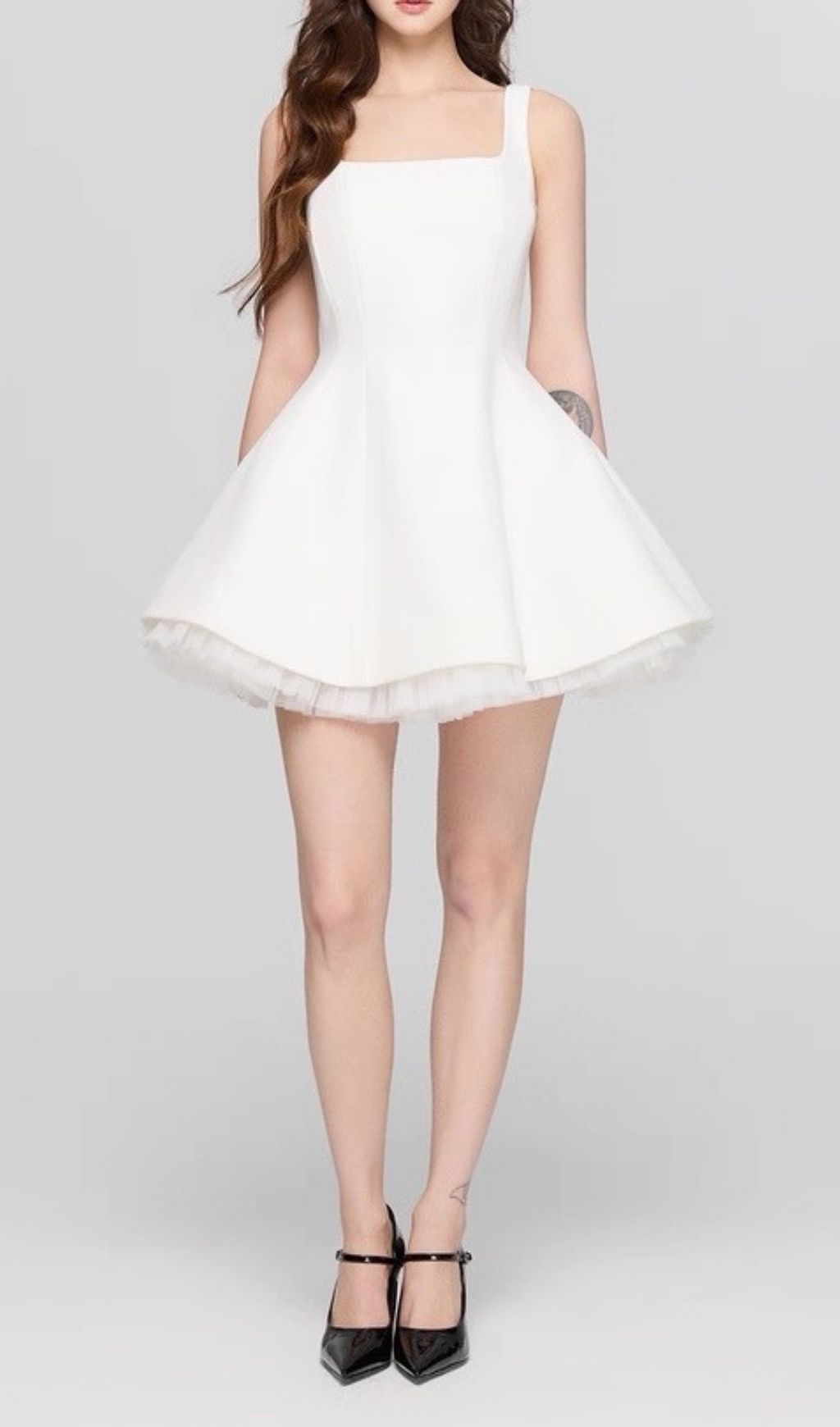 Karlie White Square Neck A-Line Mini Dress - Chic Party & Cocktail