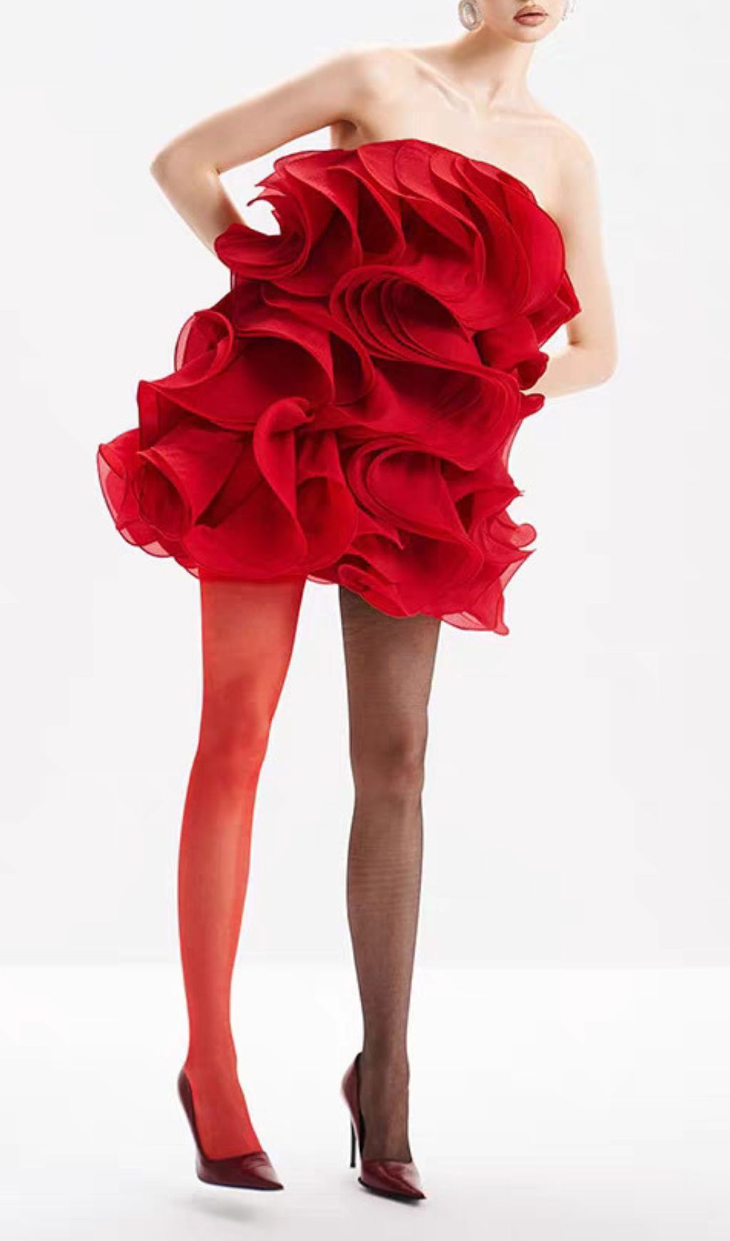 Indiana Red Ruffle Strapless Mini Dress | Vibrant Party & Date Night