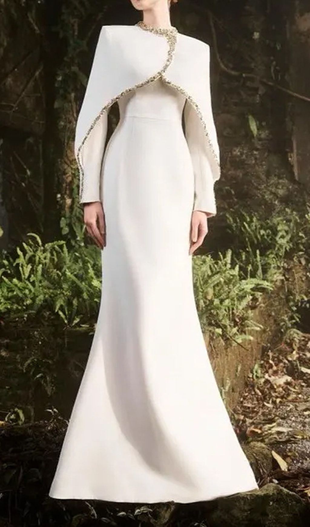 Fuyuko White Diamante Long Sleeve Maxi Dress