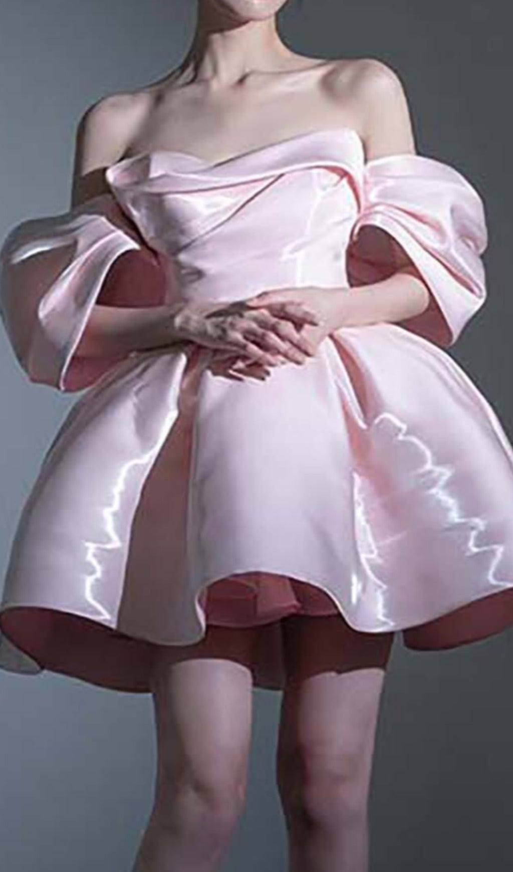 Off Shoulder Satin Mini Dress In Pink