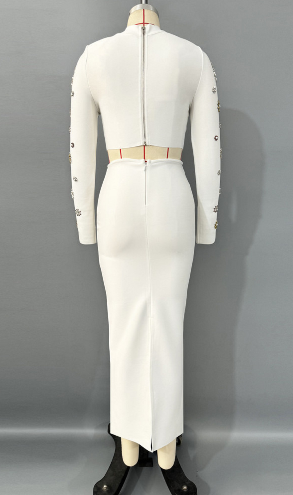 Guerra White Beaded Long Sleeve Two-Piece Set