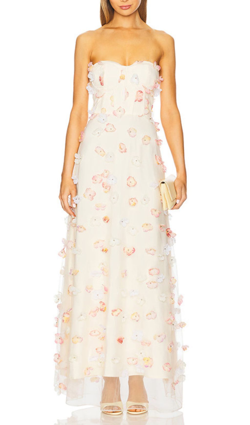 Fortune Strapless Flower Embellished Maxi Dress