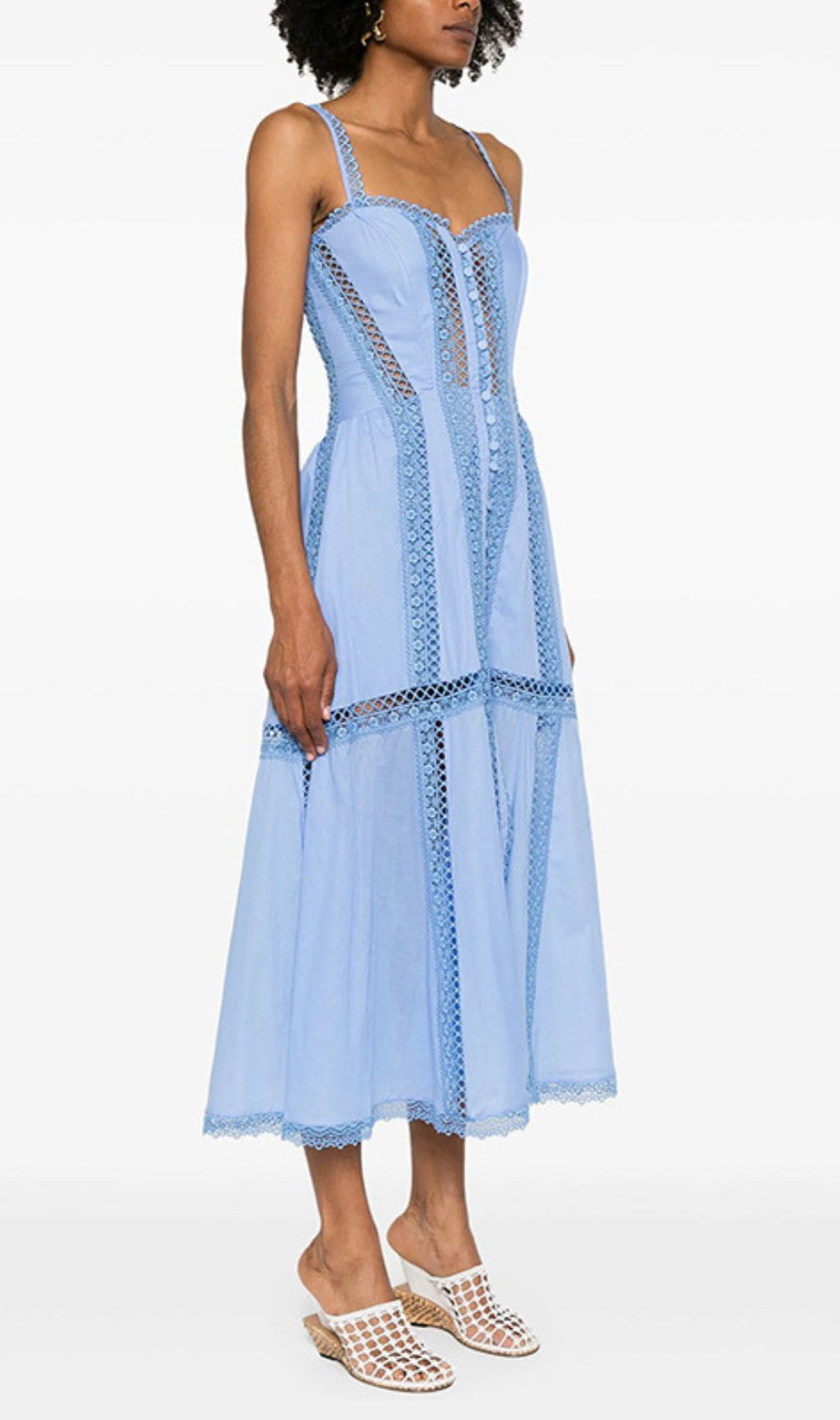 Emmly Strappy Embroidery Midi Dress