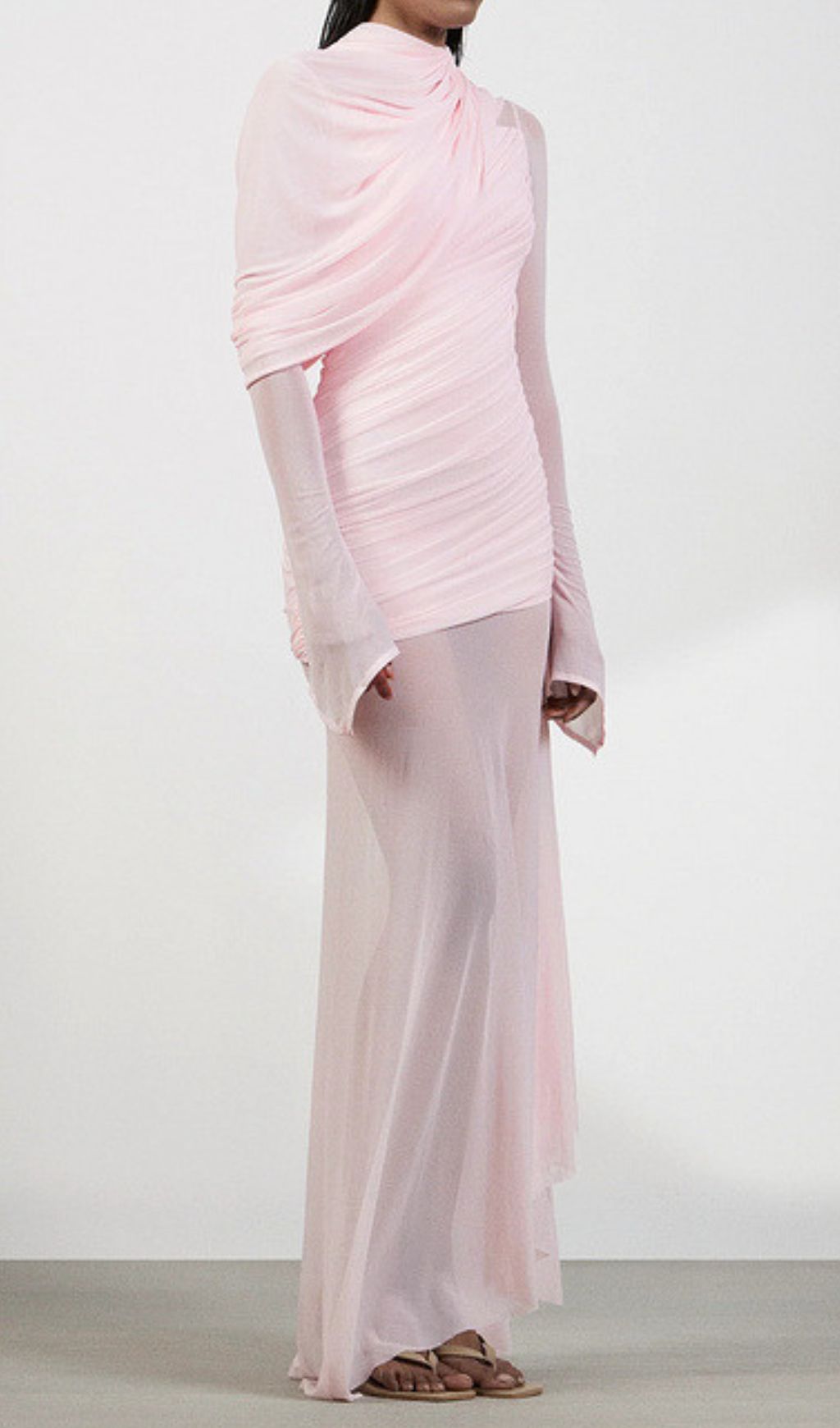 Guthrie Pink Long Sleeve Mesh Maxi Dress