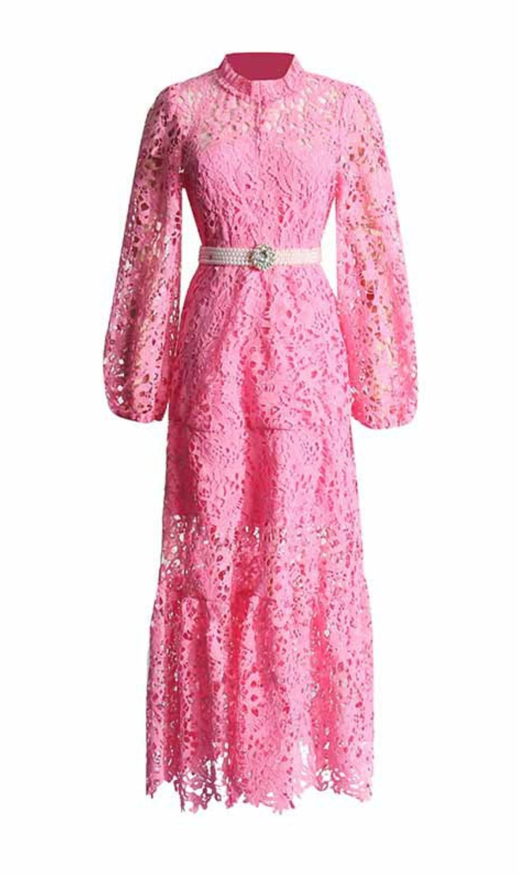 Tara Lace Embroidered Long Sleeve Midi Dress