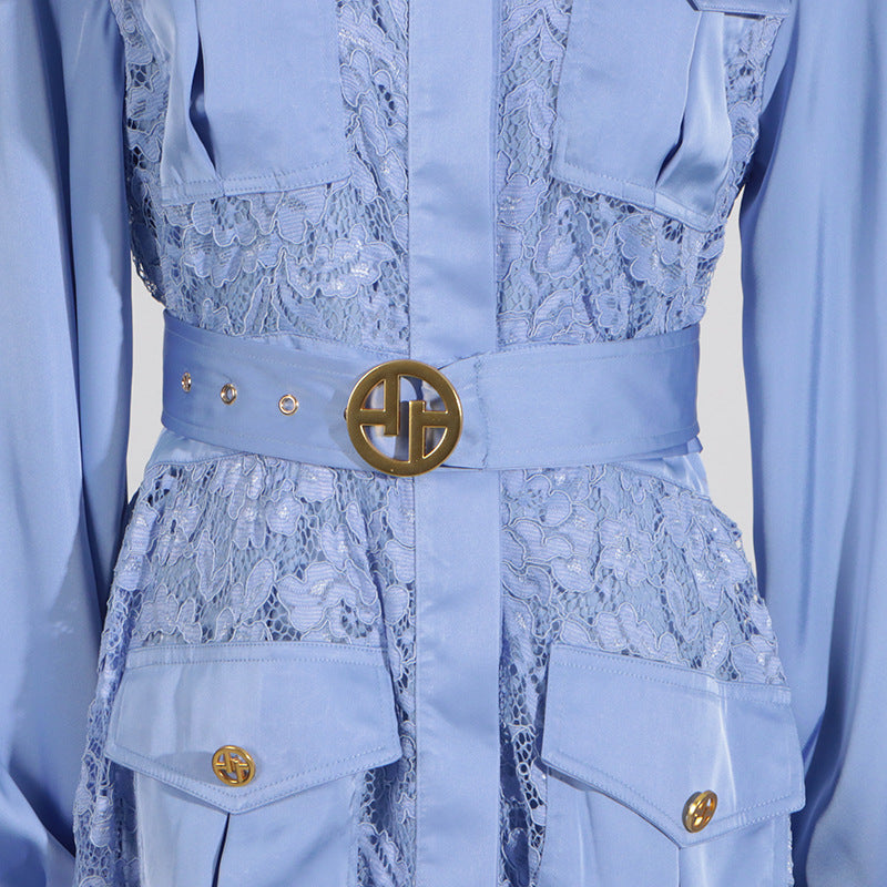 Carissa Embroidery Belt Long Sleeve Maxi Dress