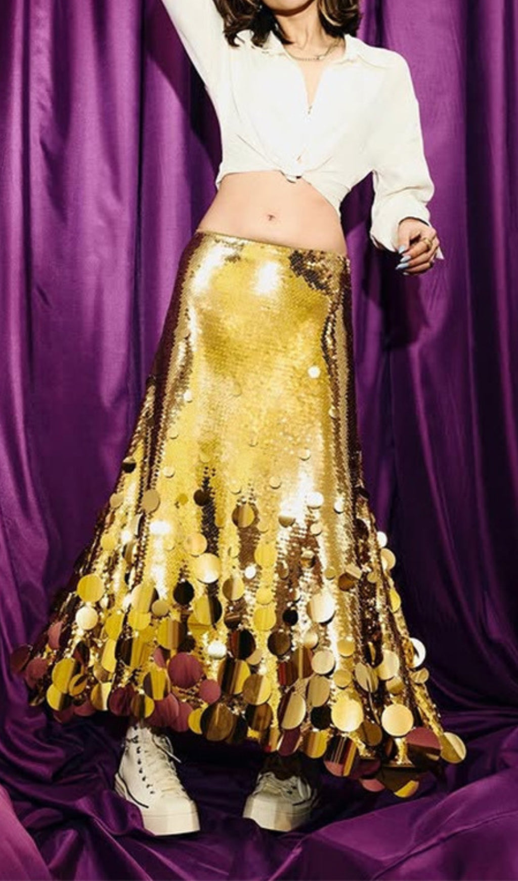 Damica Gold Sequin Maxi Skirt