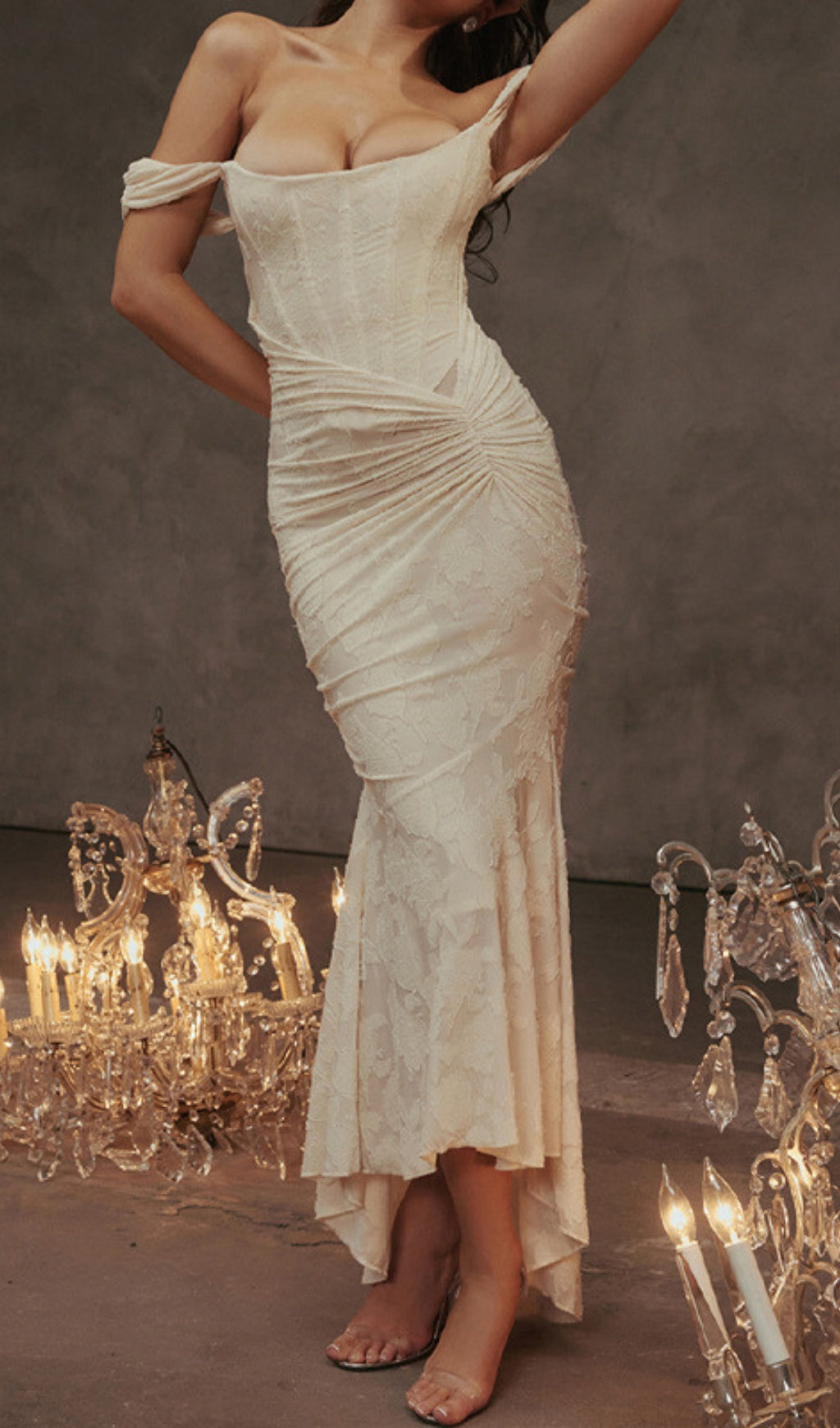 Anaëlle Cream Floral Corset Maxi Dress