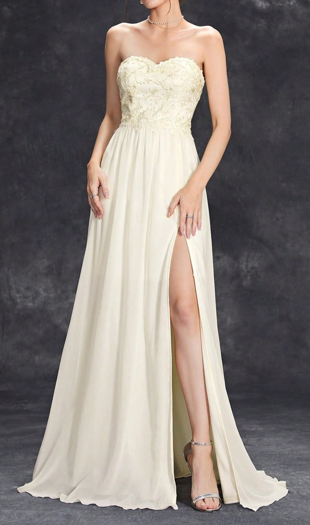 Demia Strapless Flower Maxi Dress
