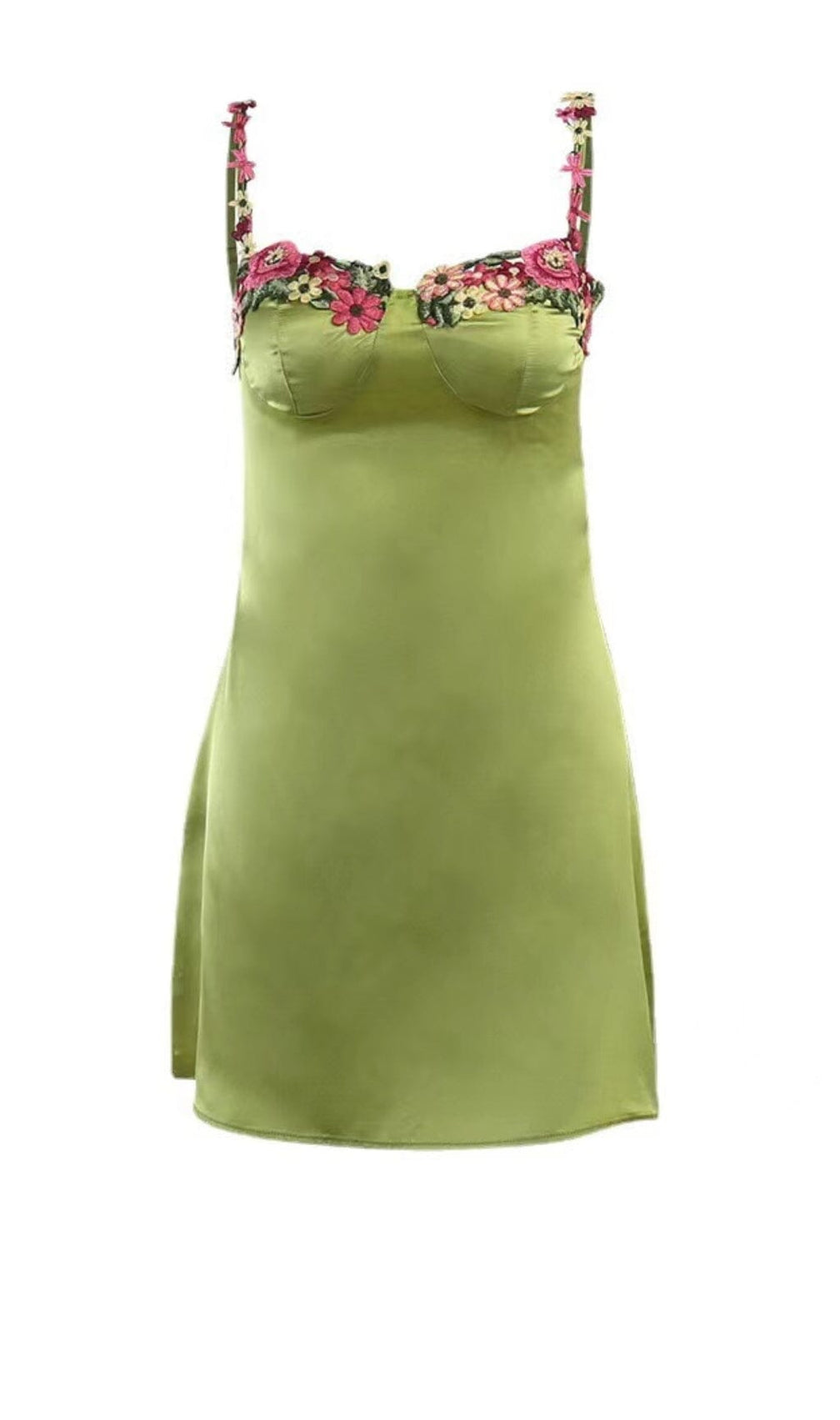 Floral Strap Satin Dress