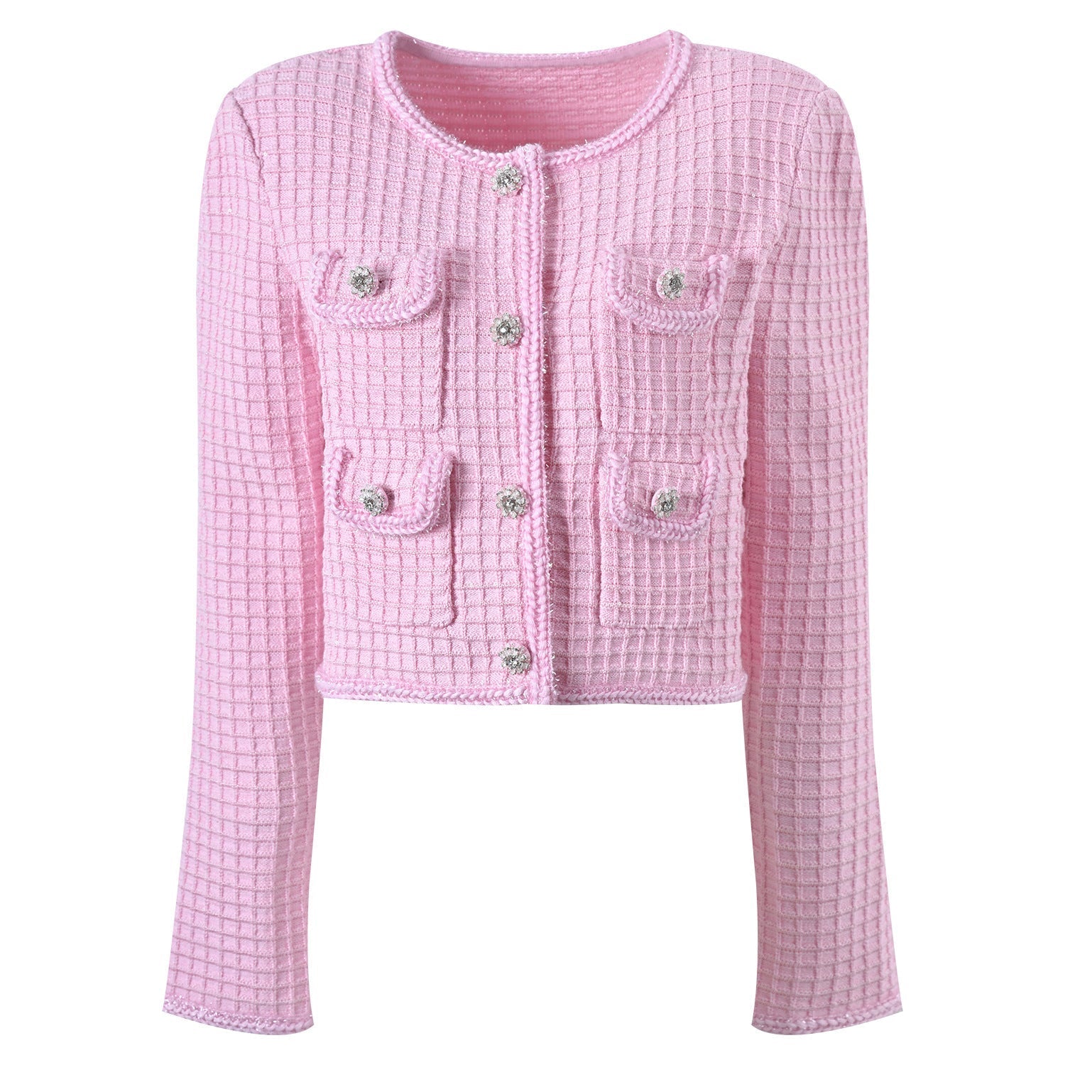 Arwen Pink Sequin Textured Knit Suit