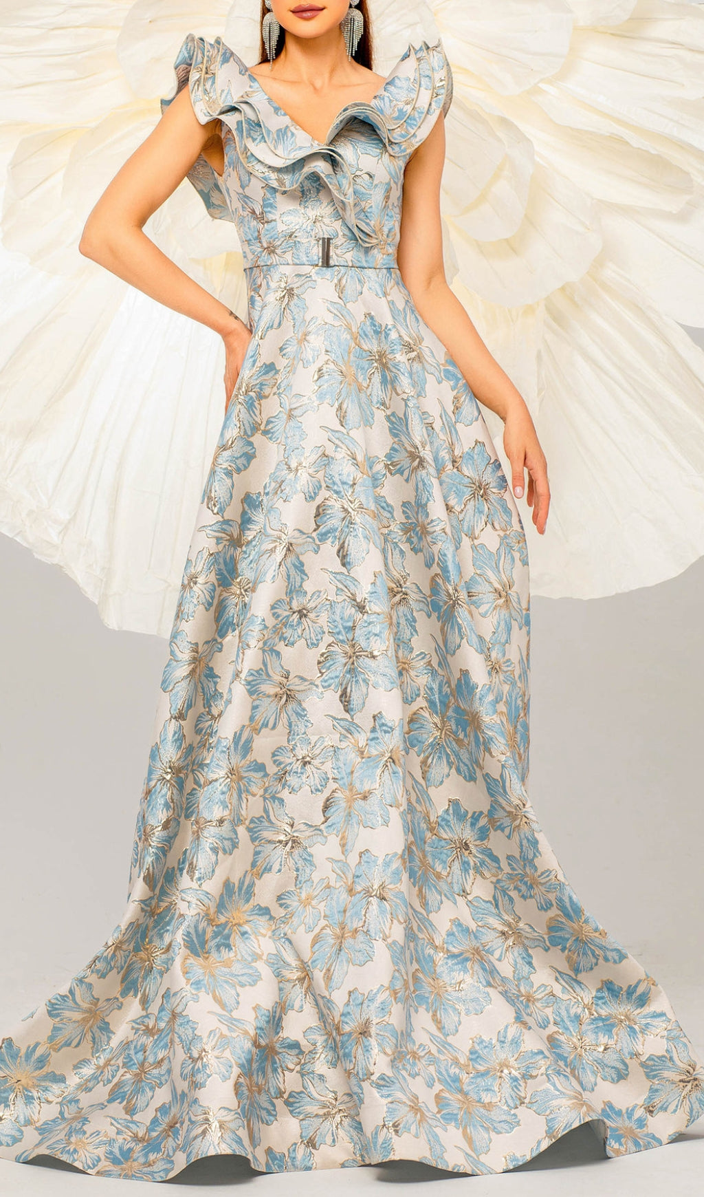 Caron Ruffle Flower Maxi Dress