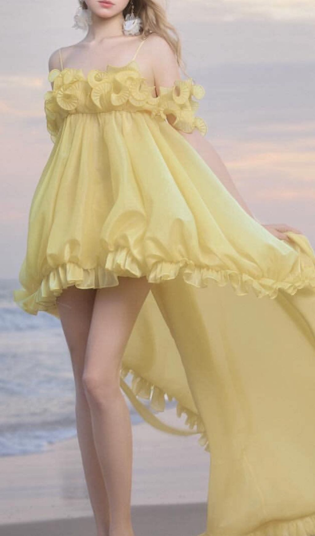 Kelis Ethereal Yellow Off-Shoulder Ruffle Maxi Dress | Dreamy Beach & Party Gown