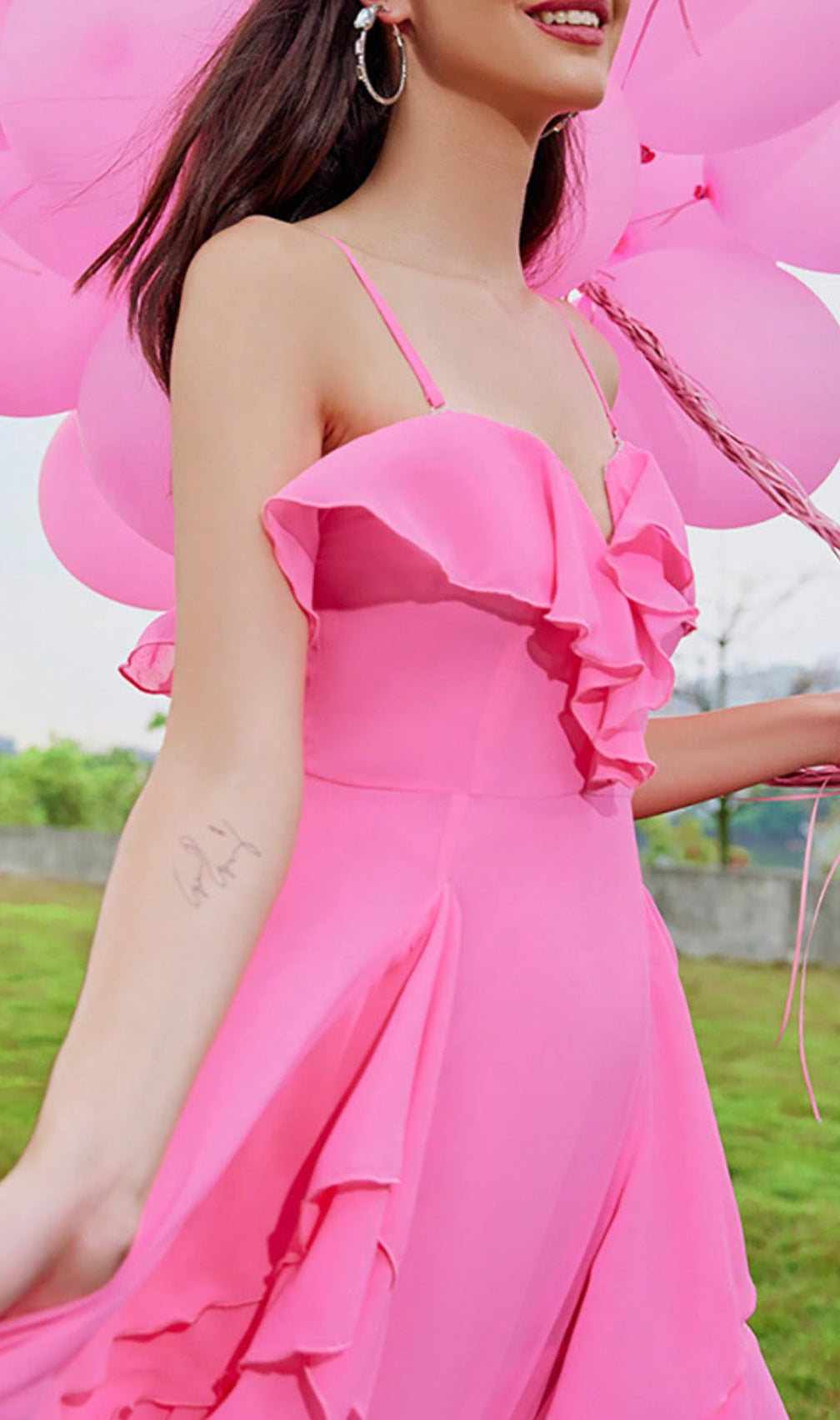 Amalthea Slit Ruffle Maxi Dress