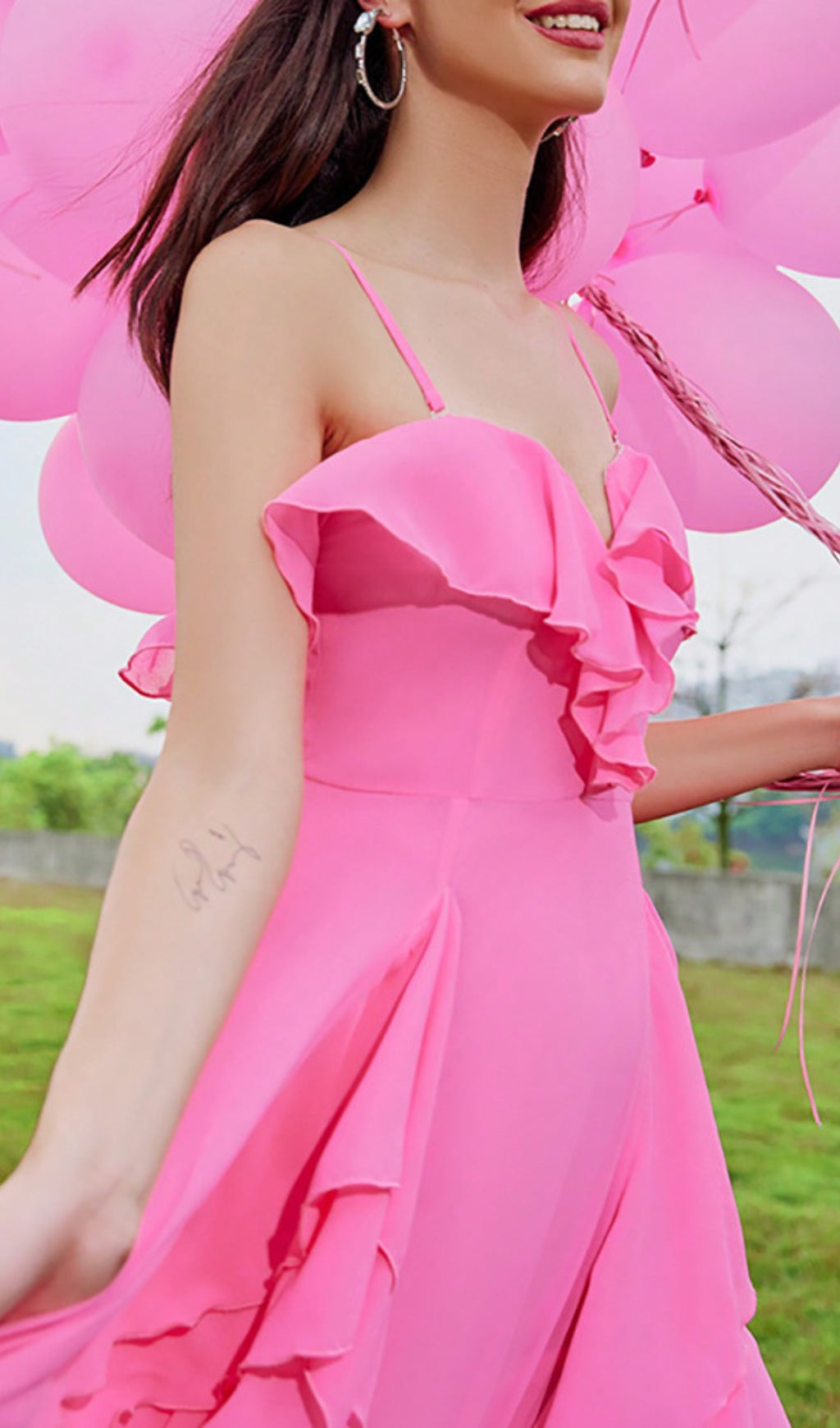 Amalthea Slit Ruffle Maxi Dress