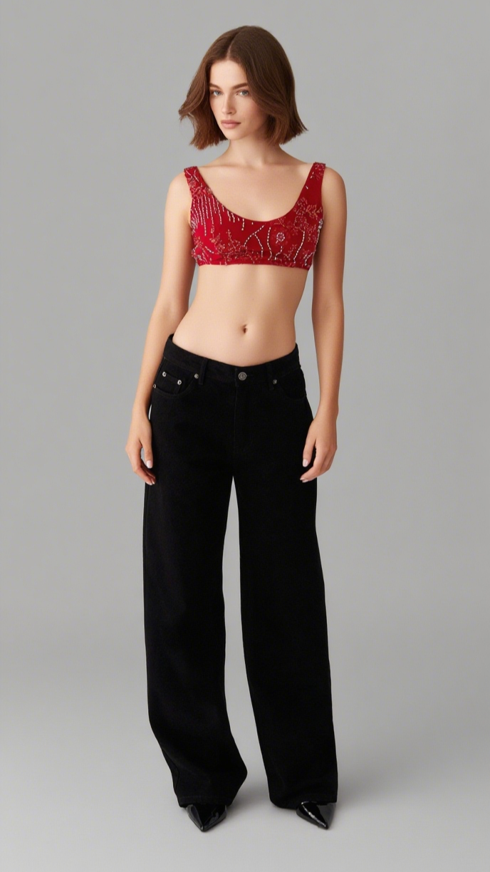 Mercer Sequin Bralette - Red