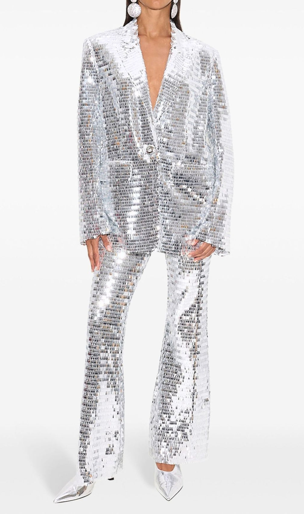 Divna Silver Sequin Blazer & Pants Set