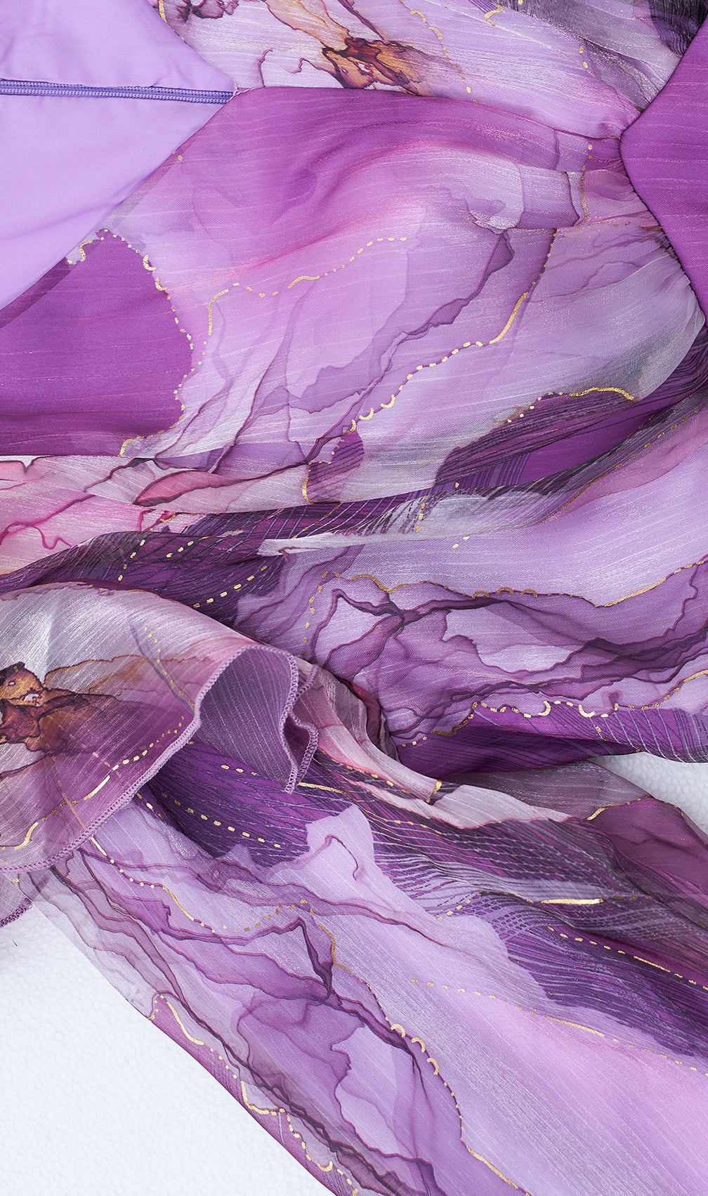 Feya Purple V-Neck Printed Long Sleeve Maxi Dress