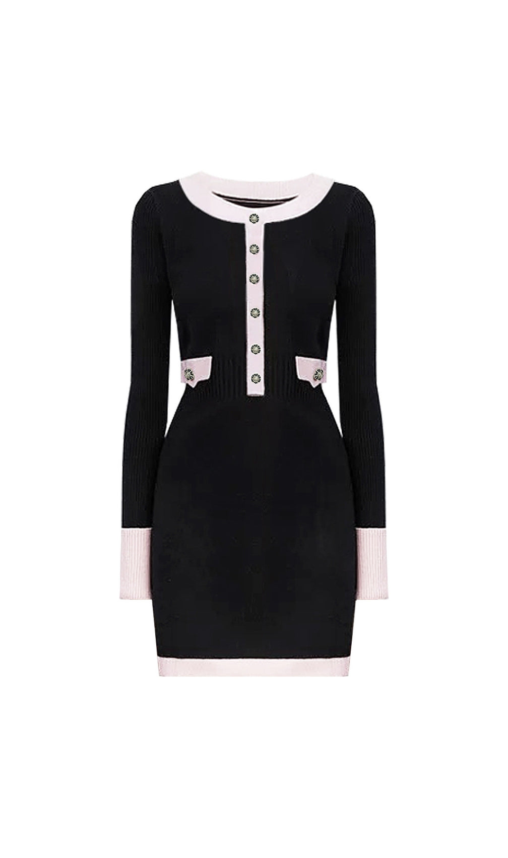 Elwyn Black Long Sleeve Knit Mini Dress