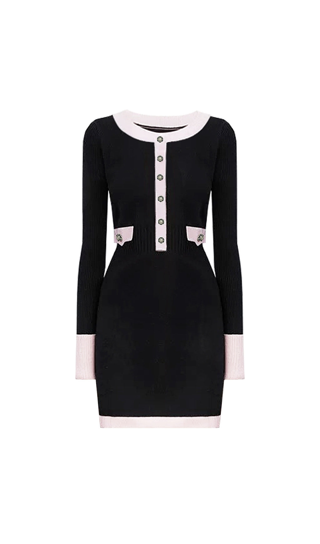 Elwyn Black Long Sleeve Knit Mini Dress