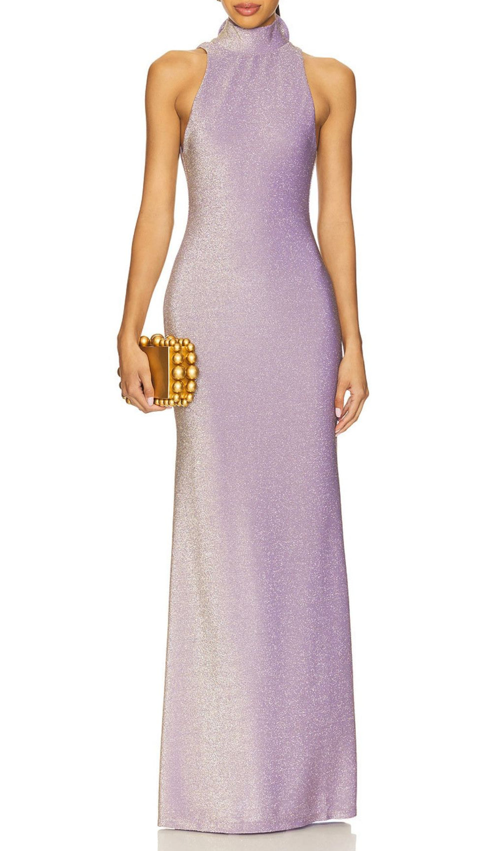 Jaidyn Shimmering Purple Halter Backless Maxi Dress – Elegant Evening Gown