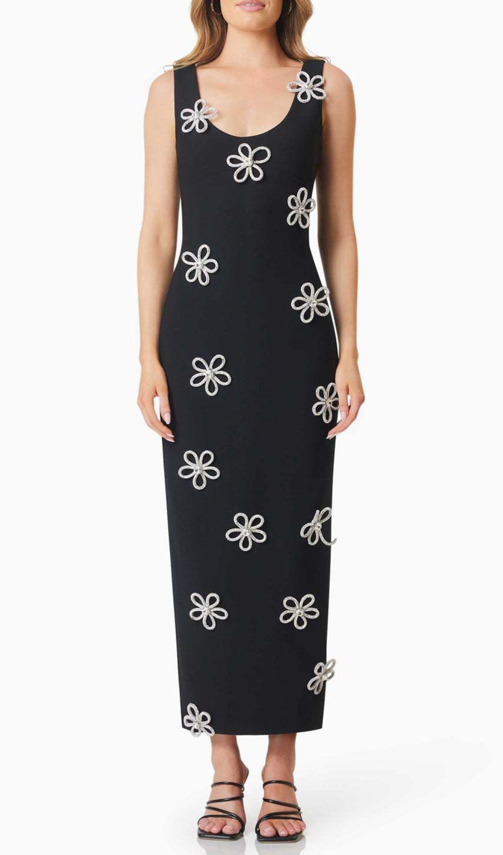 Hunt Black Strappy Flower Bandage Maxi Dress