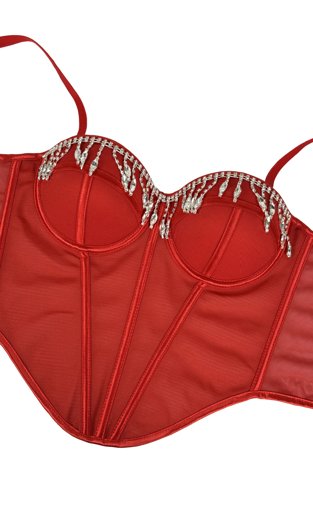Jemima Red Diamante Corset Top | Sparkling Glamour Bustier