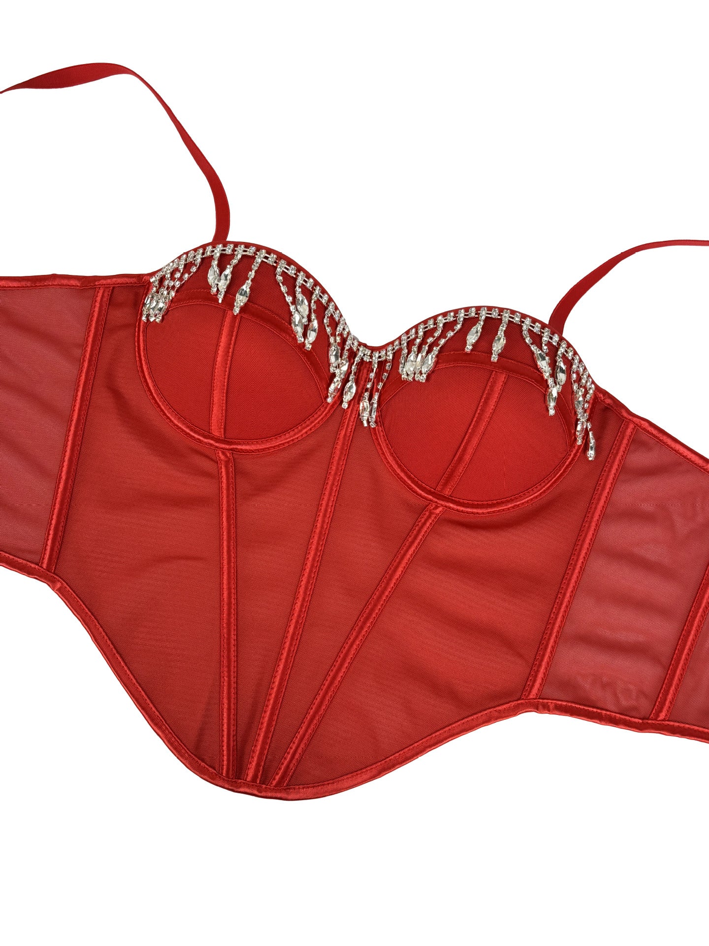 Jemima Red Diamante Corset Top | Sparkling Glamour Bustier