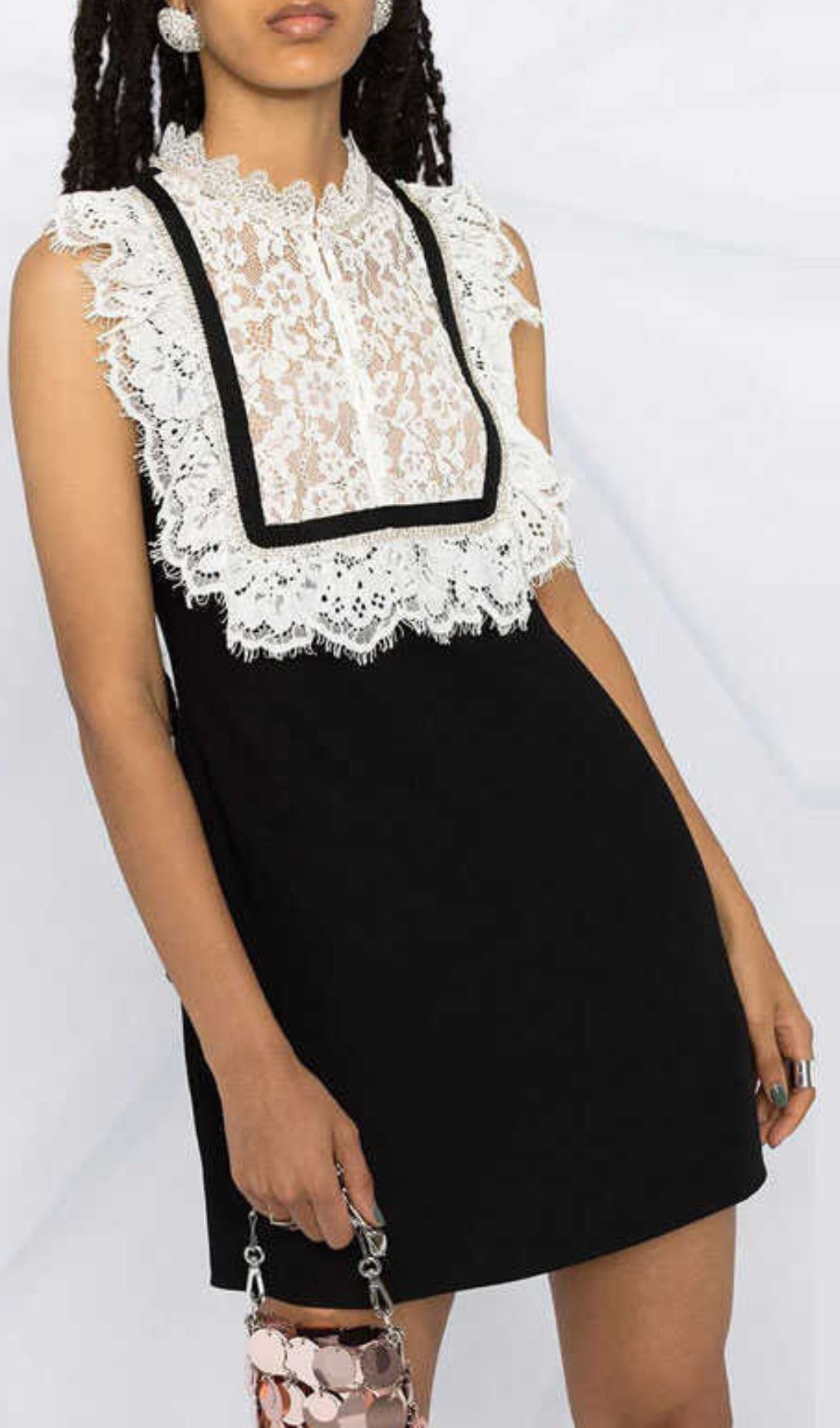 Branka Black Lace Diamond Mini Dress