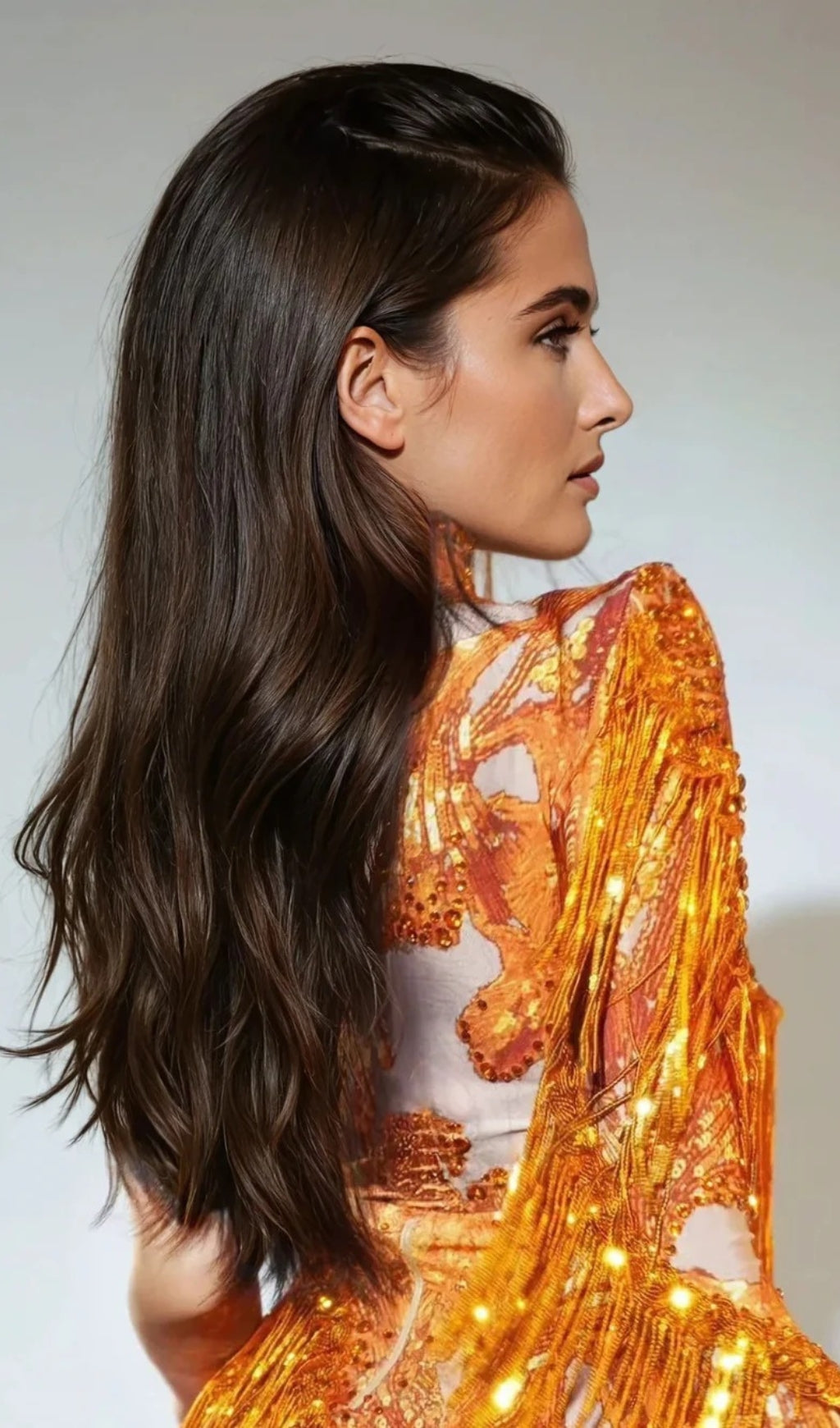 Shatora One Shoulder Rhinestone Fringe Bodysuit In Orange