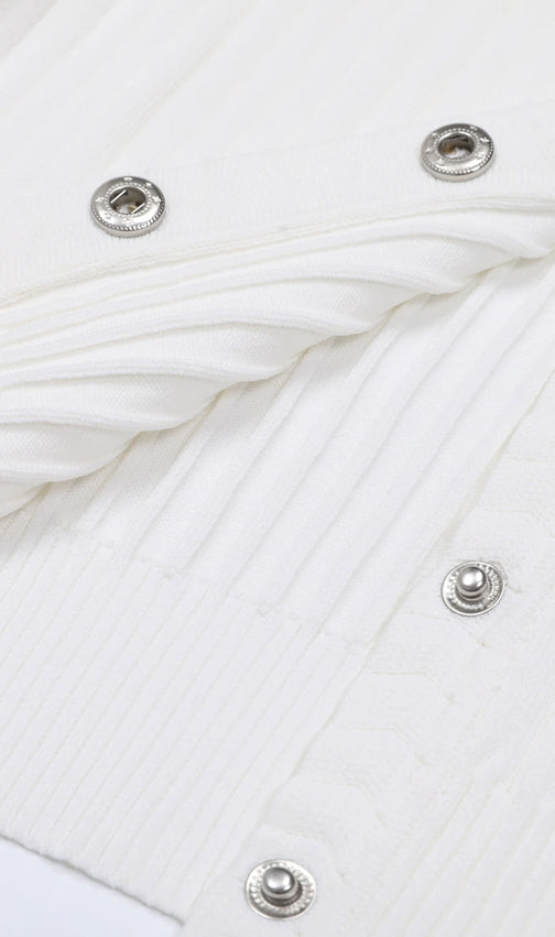 Jackie White Ribbed Knit Maxi Dress & Cardigan Set - Effortless 2-Piece Style