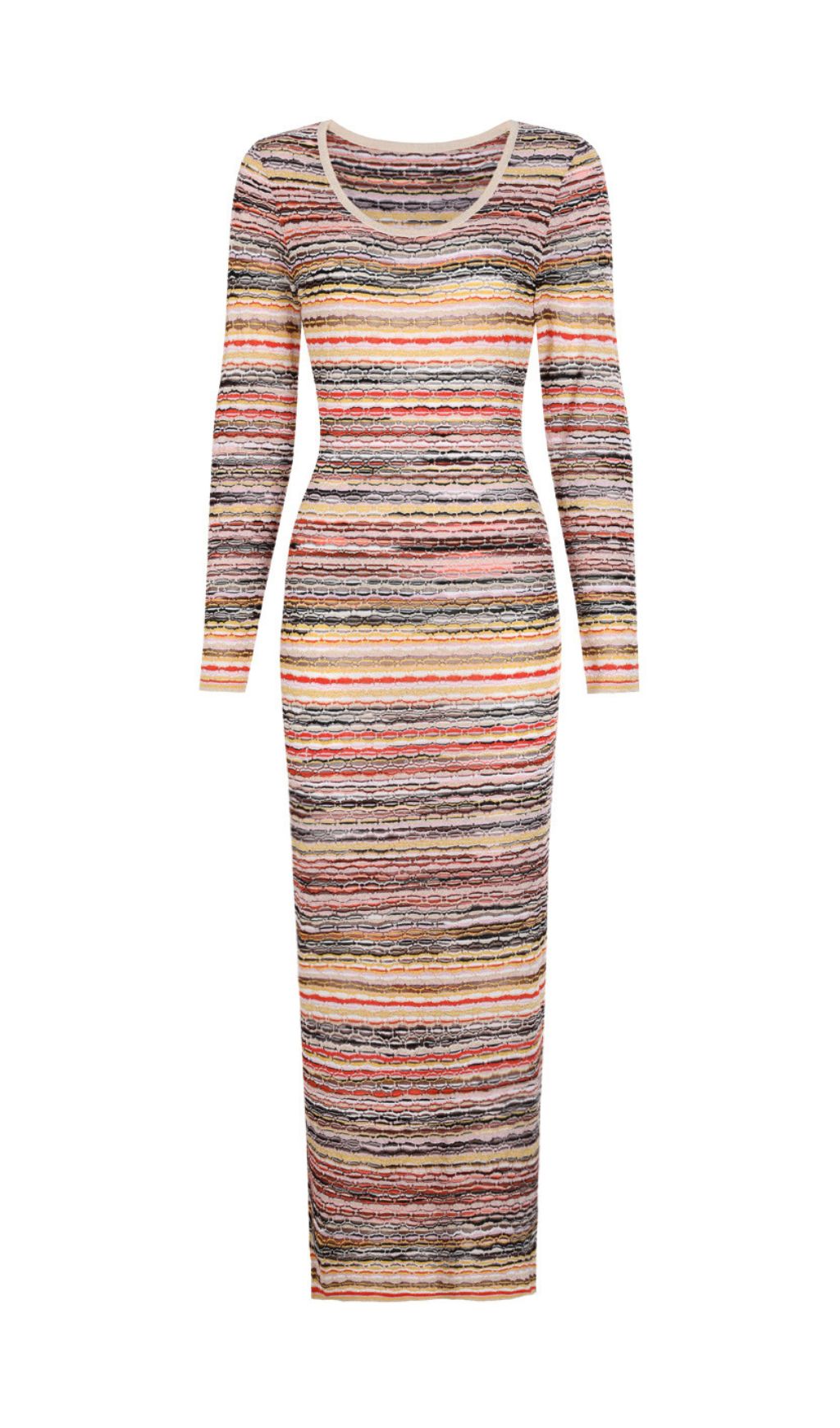 Julia Multi-Stripe Knit Maxi Dress - Effortless Long Sleeve Elegance