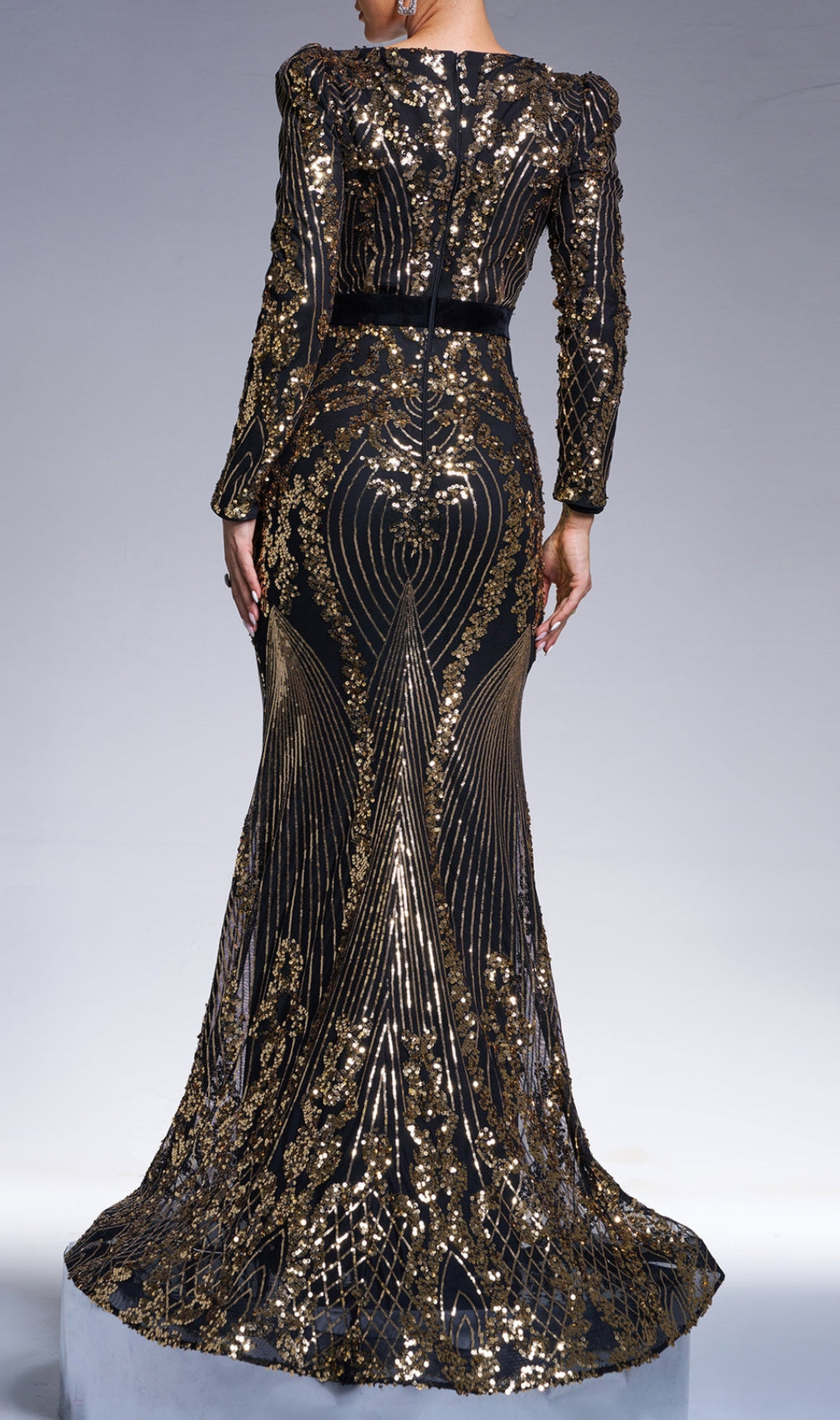 Chapa Gold Sequin Long Sleeve Maxi Dress